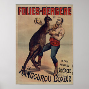 Poster Folies-Bergère l'affiche de boxeur de kangourou