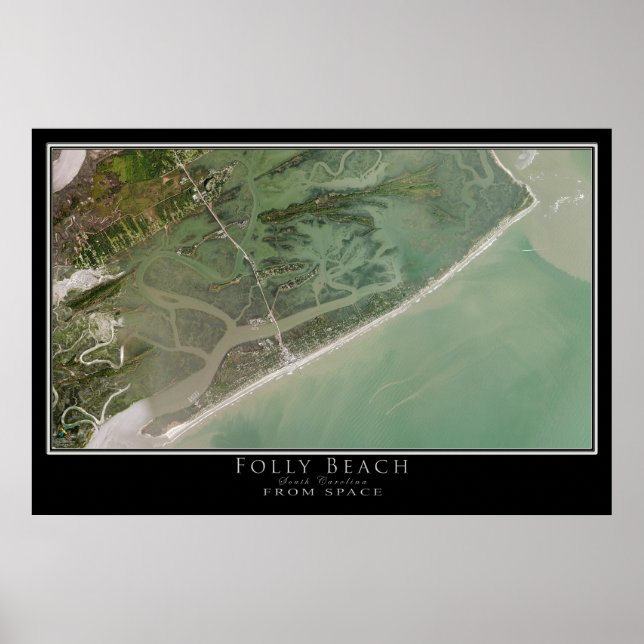 Poster Folly Beach Caroline du Sud Carte de l'affiche sat (Devant)