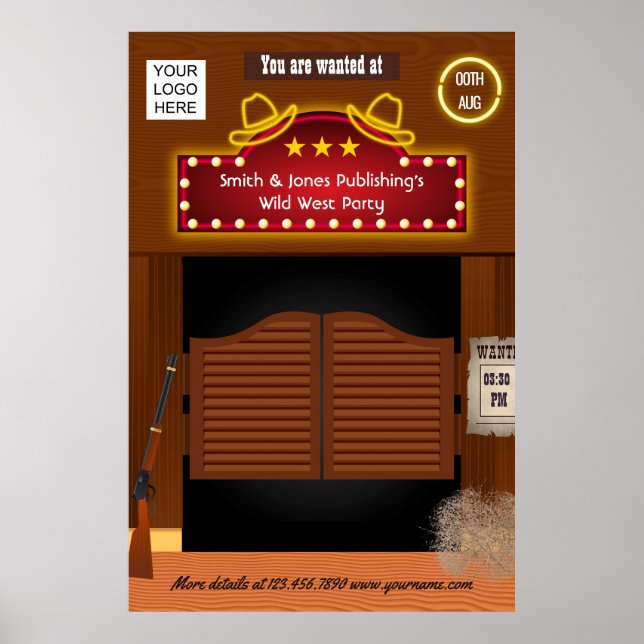 Poster Fonction d'entreprise Wild West ajouter un logo (Devant)