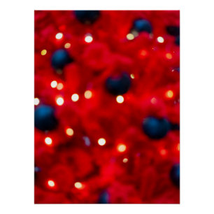 Poster Fond Abstrait de Noël Rouge Bokeh