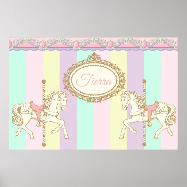 Poster Fond de carrousel Bannière de cirque rose (Devant)