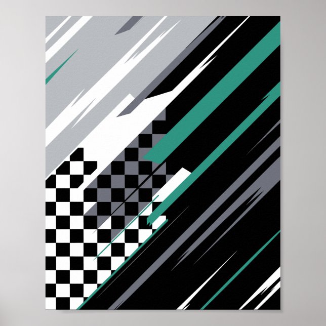 Poster Fond de course abstrait avec des traînées diagonal (Devant)