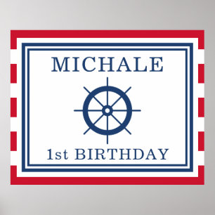 Poster Fond de fête d'anniversaire nautique