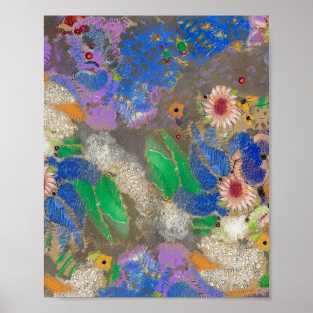 Poster Fond de fleurs abstraites d'Odilon Redon. (Devant)