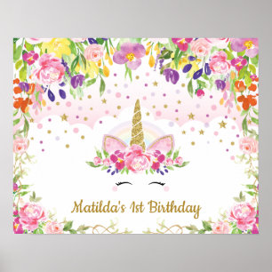 Poster Fond de joyeux anniversaire floral vibrant de lico