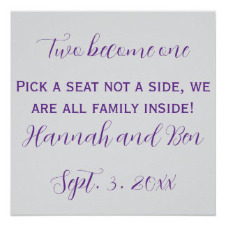 Poster Fond de mariage personnalisé avec écriture violett