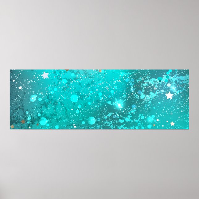 Poster Fond de papier d'aluminium turquoise menthe (Devant)
