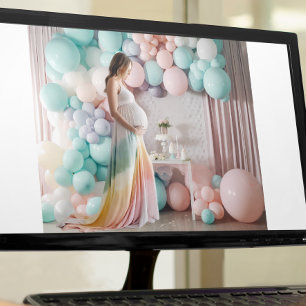 Poster Fond de photographie avec ballons pour Baby Shower