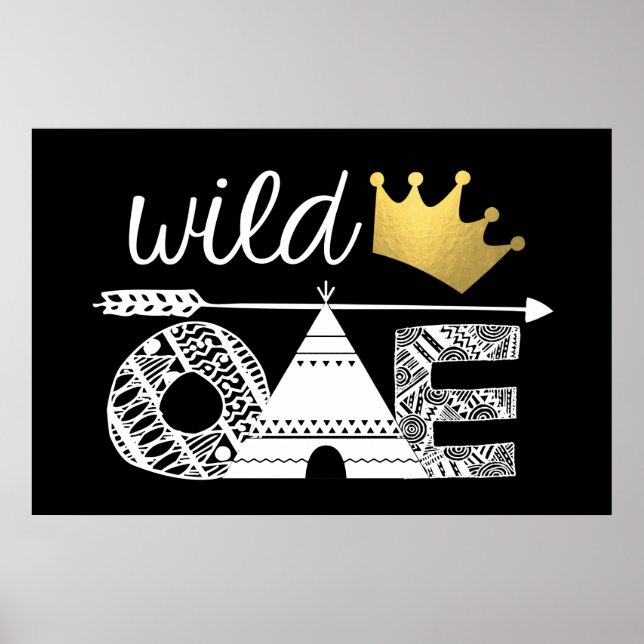 Poster Fond de toile de fond d'anniversaire Wild One (Devant)