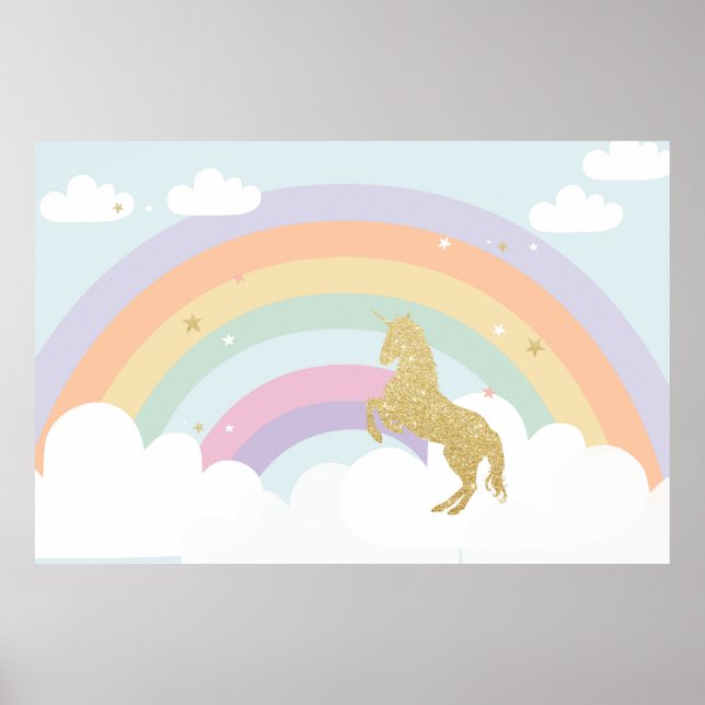 POSTER FOND D'ÉCRAN DE FÊTE D'ANNIVERSAIRE LICORNE MAGIQU (Devant)