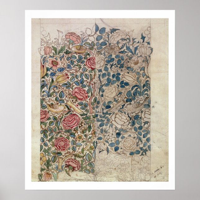 Poster Fond d'écran "Rose" (crayon et avec papier) (Devant)