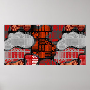 Poster Fond géométrique tribal marron en patchwork de blo