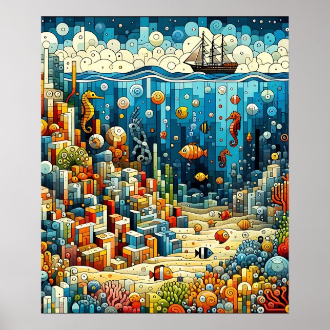 Poster Fond marin vibreux (Devant)