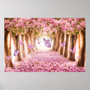 Poster Fond papillon, fête du jardin forestier enchanté