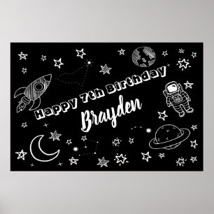 Poster Fond spatial Fête hors du monde enseigne