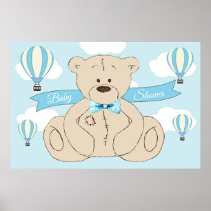 Poster Fond Teddy Bear, C'est un garçon, Baby shower