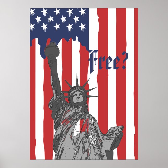 Poster Fondre la statue du drapeau américain de la libert (Devant)
