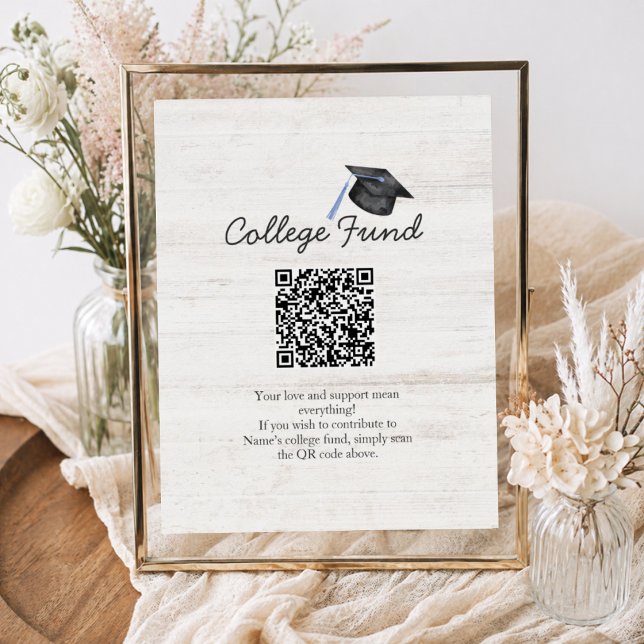 Poster Fonds de bourse universitaire rustique Code QR de  (Créateur téléchargé)