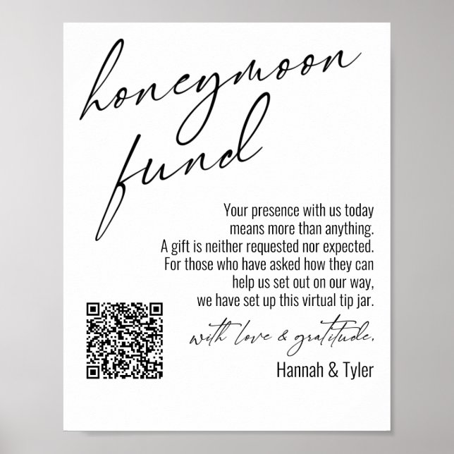 Poster Fonds de lune de miel contemporaine Code QR Simple (Devant)