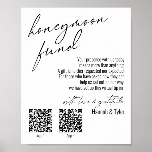 Poster Fonds de lune de miel contemporaine Codes QR Simpl (Devant)