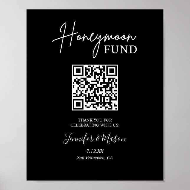 Poster Fonds de lune de miel imprimable Signer le code QR (Devant)
