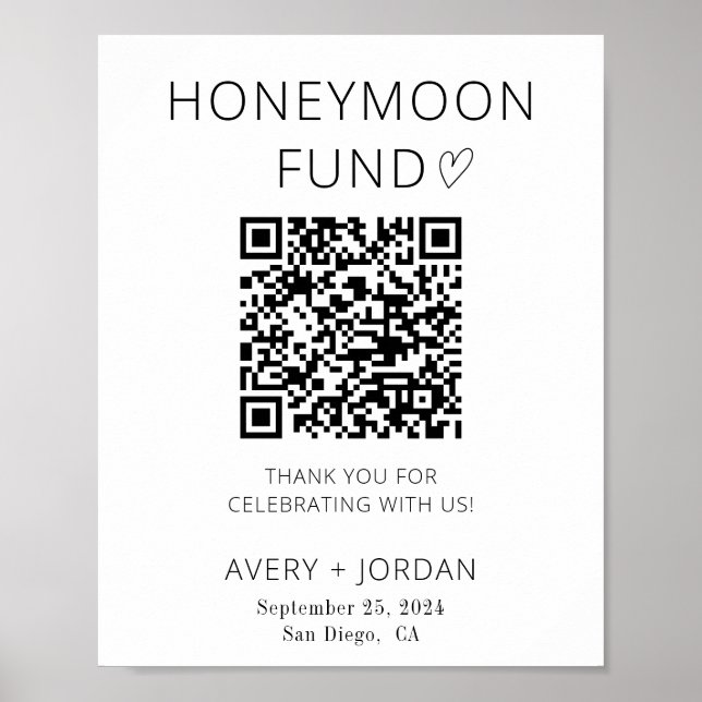 Poster Fonds Lune de Miel QR Code, Mariage Signal du Fond (Devant)