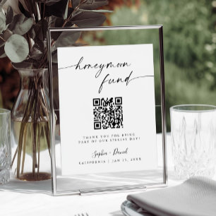 Poster Fonds minimaliste Mariage Lune de miel Code QR