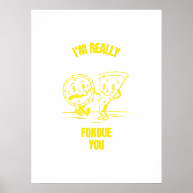 Poster Fondue you drôle de jeu de fromage blagues (Devant)