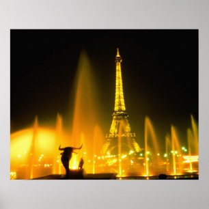 Poster Fontaine à la célèbre Tour Eiffel Paris