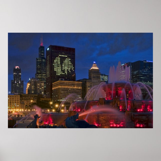 Poster Fontaine de Chicago Buckingham sur Toile (Devant)