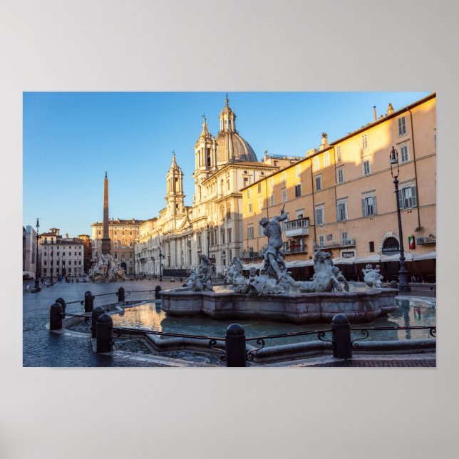 Poster Fontaine de Neptune sur la Piazza Navona - Rome (Devant)