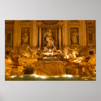 Poster Fontaine de Trevi à la nuit (HDR)