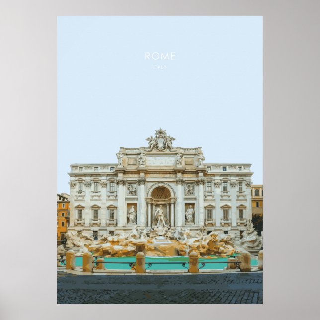 Poster Fontaine de Trevi à Rome Oeuvres d'art de voyage (Devant)