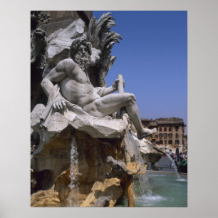 Poster Fontaine des Quatre-Fleuves, Piazza Navona, Rome,