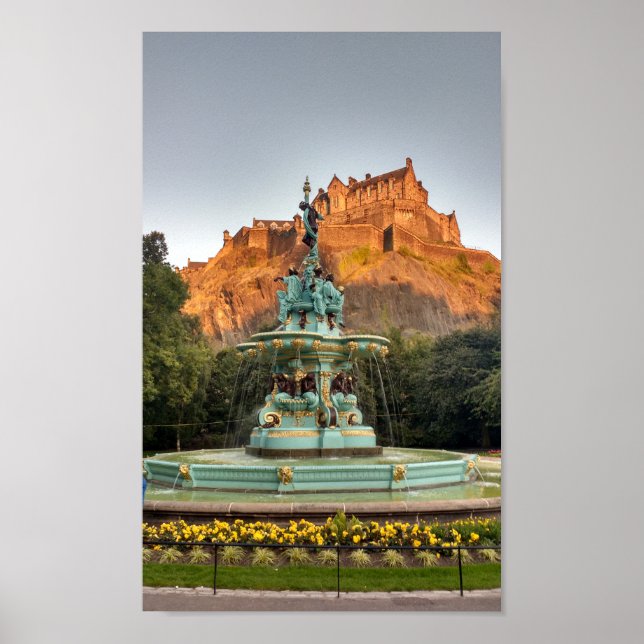 Poster Fontaine du château d'Édimbourg Princes Street Gar (Devant)