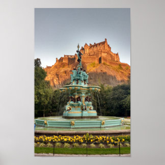 Poster Fontaine du château d'Édimbourg Princes Street Gar