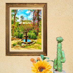 Poster Fontaine & Jardin Mexique