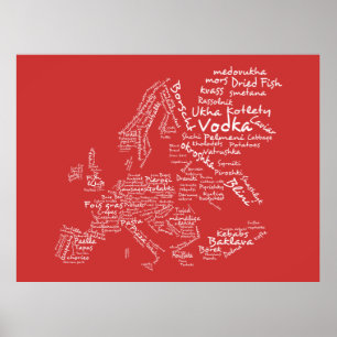 Poster Food Map of Europe (Red)