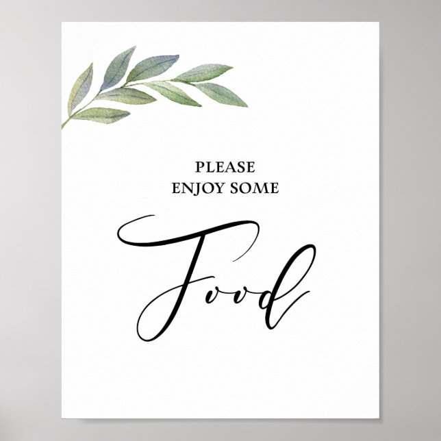Poster Food Table Sign Olive Leaf Greenery Wedding (Devant)