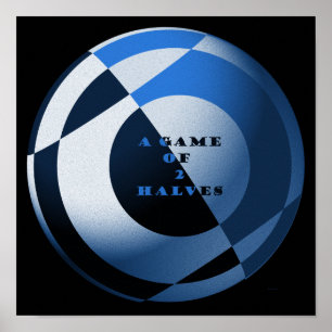 Poster Football A Jeu de 2 moitiés bleu