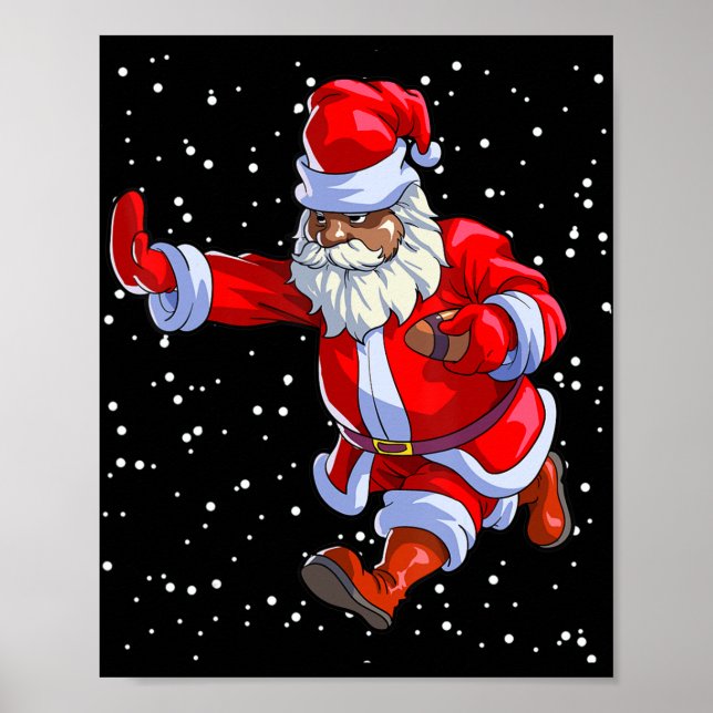 Poster Football afro-américain noir Santa Claus Afro C (Devant)