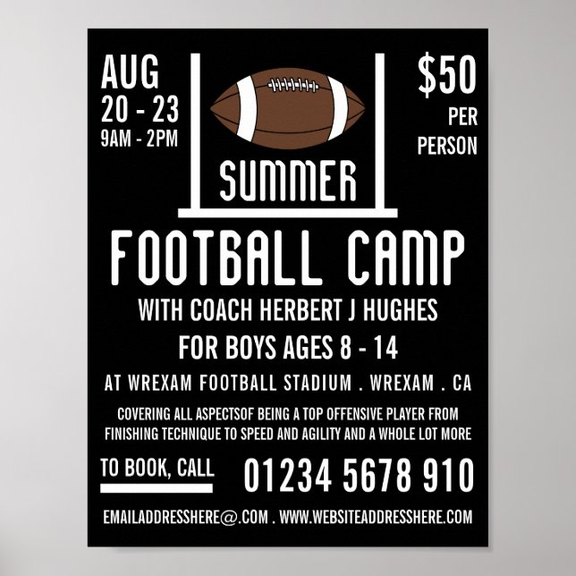 Poster Football américain et football de but Camp de la p (Devant)