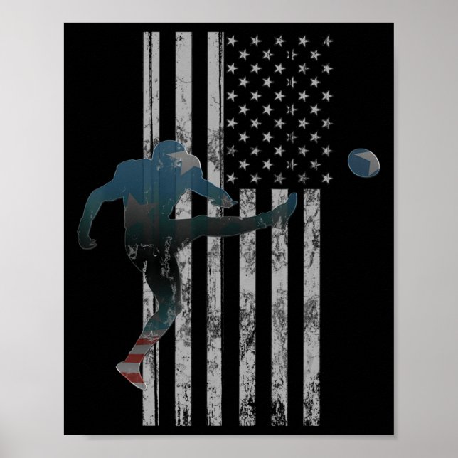 Poster Football American Flag USA Team Cadeau Kicker (Devant)