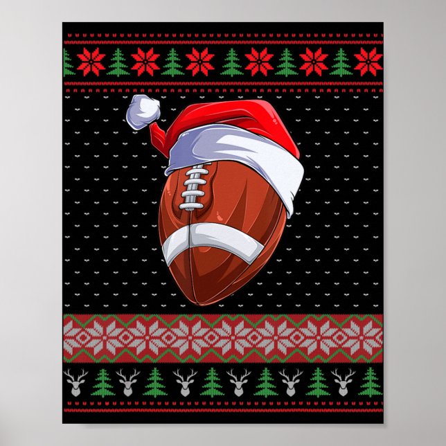 Poster Football Ball Santa Hat Christmas Fun Ball Père No (Devant)