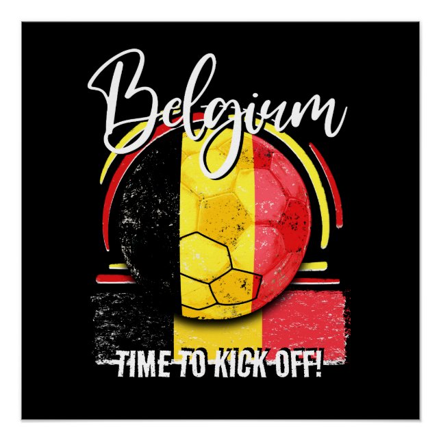 Poster Football Belgique Drapeau, Football Belge Rétro (Devant)