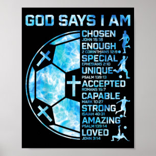 Poster Football chrétien pour garçons Dieu dit Foi religi