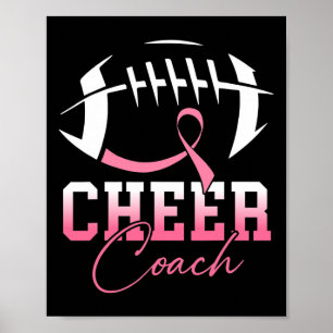Poster Football Coach rose Ribbon Cancer du sein Aware