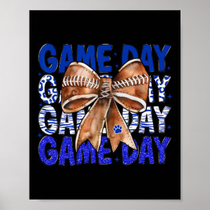 Poster Football Coquette Bow Blue Buldogs Jour Femmes