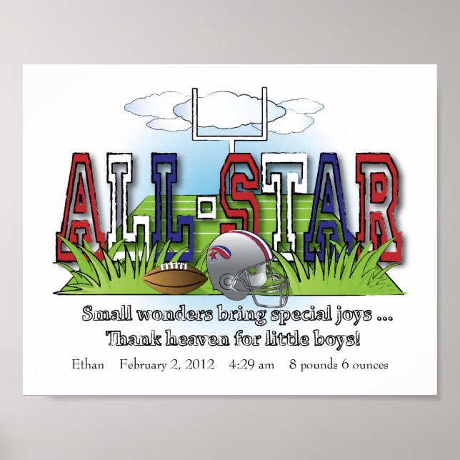 Poster Football customisé All-Star Boys Room Wall Art (Devant)