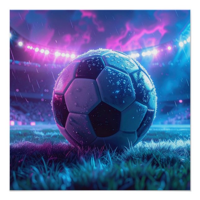 Poster Football dans l'arène de stade conditions météorol (Devant)